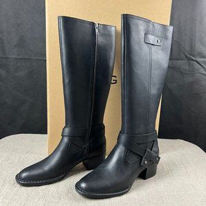 UGG Black Leather "BANDARA" Stacked Heel NWB $275 Size 9M